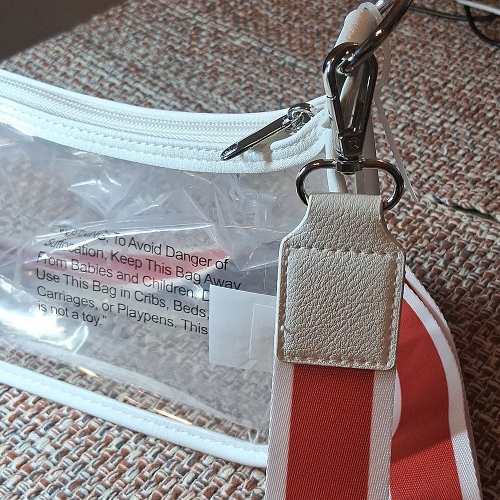 Game Day Wild Fable Clear Crossbody Bag with White Trim and Red Accent Strap - Picture 3 of 4